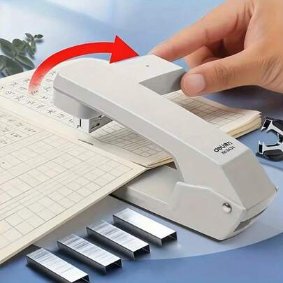 1pc 360 Degree Rotating Manual Desktop Stapler, Designed For Multipurpose Business Office Use, Available In White Color, Can Staple Up To 20 Sheets At Once