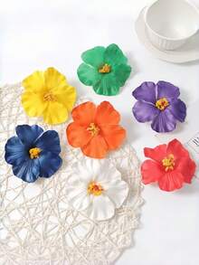 3pcs/4pcs/8pcs Girls Hibiscus Flower Hair Clips, Fashion Versatile Bangs Clips, Suitable For Vacation, Daily Wear - Multicolor - View 6