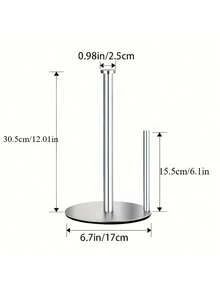 1个银色厨房纸巾架，台面纸巾盒，不锈钢纸巾架带加重底座，耐用台面收纳架，节省空间纸巾架，壁挂式收纳，现代厨房配件，耐用厨房用品，壁挂式分配器，厨房收纳配件 - 彩色 - 查看 9