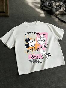 Disney Licensed Printed T-Shirt,Disney Mickey And Donald Duck Fun Pattern T-Shirt,Unisex,High-Quality Pure Cotton T-Shirt,Suitable For All Seasons, Comfortable And Breathable| Exquisite Design | The Best Choice For Giving Gifts - 白色 - 查看 2