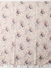 女士轻盈碎花围巾，带流苏，植物枝条图案，透气披肩，适合春夏佩戴 - 彩色 - 查看 5