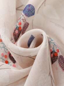 女士轻盈碎花围巾，带流苏，植物枝条图案，透气披肩，适合春夏佩戴 - 彩色 - 查看 9