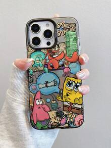 SpongeBob SquarePants 1个时尚全屏螃蟹老板家族拼接图案手机壳，防摔，兼容 16/15/14/13/12/11 Pro Max及其他型号 - 彩色 - 查看 2