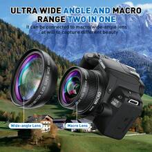 2-In-1 High Definition Mirrorless Camera Lens, 0.45x Wide Angle + Macro Dual Mode, Compatible With Mainstream Cameras - View 3