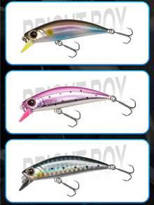 Kingdom 3件套沉水米诺型拟饵，45/60毫米，3.6/7克，远投型路亚，适用于梭鱼/鳟鱼/鲈鱼，纤细硬饵，包含3个拟饵、2个三叉钩、2个钩保护套、2个开口环、4个D型扣和1个饵盒 - 彩色 - 查看 7