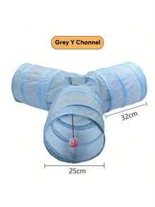 三向可折叠宠物猫隧道玩具，室内猫隧道带窥视孔，适合猫、小型犬、小猫和兔子 - 彩色 - 查看 14