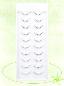 10 Pairs Natural Criss-Cross Thin Stem Segmented Lower Lashes, Essential Makeup Tool For No-Makeup Face Daily Look - Black - View 2