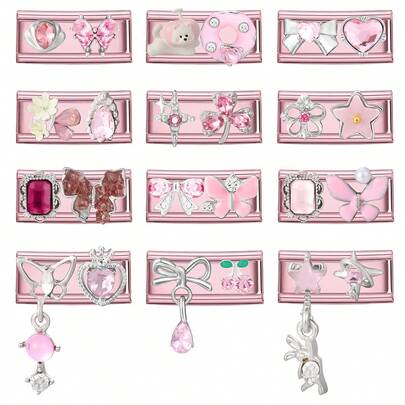 1 chiếc vòng tay tự làm kiểu mô-đun với mặt dây chuyền hình trái tim, nơ, anh đào, mặt trăng, thiết kế đính đá, thích hợp làm quà tặng cho bạn bè, gia đình, các cặp đôi, lý tưởng cho Giáng sinh, Năm mới, Halloween, Ngày Valentine, Lễ hội hóa trang, tông màu mùa thu, mang đậm nét địa phương, thiết thực và thời trang, phong cách Giáng sinh.