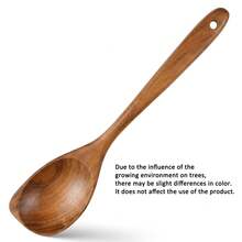 AIUHI 1pc Wooden Cooking Spoon, Household Wooden Spoon For Kitchen Cooking, Portable And Easy To Use, Kitchen Spoon, Kitchen Tools, Kitchen Supplies - Brown - View 8