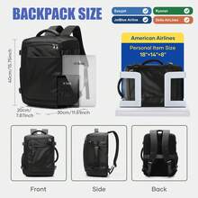 40*30*20厘米男士旅行背包，符合航空公司尺寸标准，瑞安航空防水商务背包，大容量超大背包，适用于工作、商务、旅行、度假、上学、户外活动，男女老少皆宜，学生、父母、子女、朋友均可作为礼物 - 彩色 - 查看 6