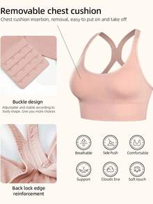 3Pcs Seamless Shock-Absorbing Sports Bra, X-Back Wireless High Support, Lightweight Breathable Running Workout Tank Top - Multicolor - View 4