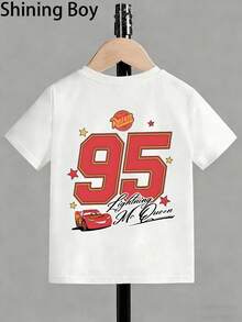 Disney Car Mobilization  Element Cartoon Printed T-Shirt, Suitable For Spring And Summer Seasons, Making It Impossible For Babies To Put Down. Immediately Become The Focus, The Preferred Holiday Gift For Cute Babies. - 白色 - 查看 3