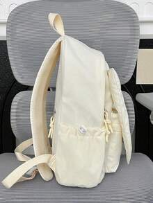 女士时尚天使翅膀背包，3D绗缝羽毛设计，清新可爱，大容量，适合上学和通勤，甜美少女风格，点亮日常穿搭。 - 白色 - 查看 6