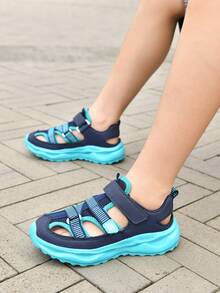 男童夏季便捷魔术贴透气儿童运动凉鞋 - 薄荷藍 - 查看 8