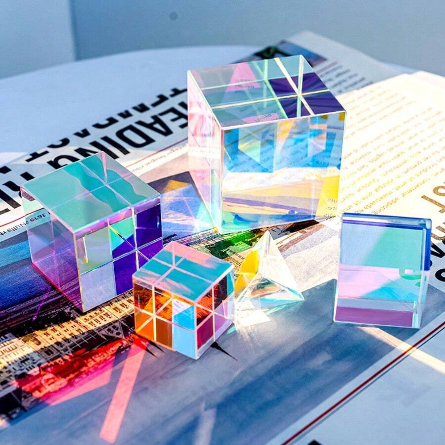 光学玻璃 X 型立方体双折射立方体：棱镜 RGB 组合器分离器，教育礼品，课堂物理教具，适合 14 岁及以上人群 - 彩色 - 查看 1