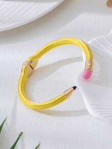 1pc Colorful Short Pencil Bangle Bracelet, Springy Open Cuff, Sweet Retro Style, Gift For Teachers, Sisters, Parties - Bracelet - View 14