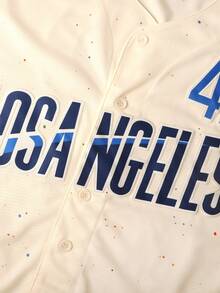 Men's Los Angeles #42 Robinson Baseball Jersey, Cream Speckled Retro Short Sleeve Shirt, Unisex Fit, Women Recommend Size S/M For Oversized Look, Ideal For Game Day, Commemorative Events, And Daily Casual Wear - 白色 - 查看 5