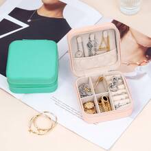 Caja de almacenamiento y exhibición portátil y mini para joyas, pendientes, collares, pulseras y anillos, organizador de viaje de cuero para joyas - Multicolor - Ver 6