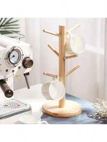 Bamboo Color Cup Holder, Water Cup Rack, Coffee Cup Storage Rack, Wine Glass Holder, Stemware Rack, Mug Holder - Apricot - View 2