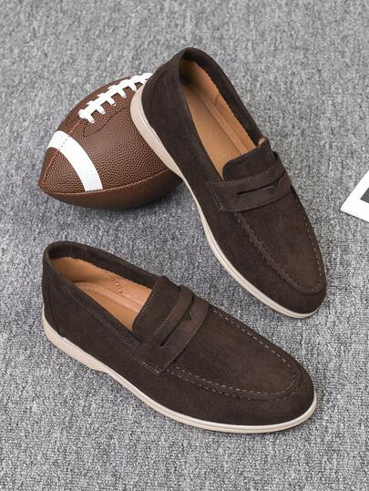 2026春夏新款男士圆头乐福鞋，百搭男士一脚蹬鞋，商务正装工作鞋，英伦风乐福鞋，平底休闲透气软底手工大码男鞋43-46码