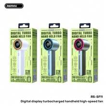 REMAX Ventilador de mano turboalimentado de alta velocidad con pantalla digital RS-SF11, con pantalla LED digital, múltiples velocidades de viento ajustables, diseño portátil, ideal para exteriores, viajes y oficina. - Multicolor - Ver 4
