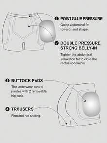 1pc Women Waist Trainer Shorts With Butt Pads, Seamless Shapewear Tummy Control Panty - Apricot - View 9