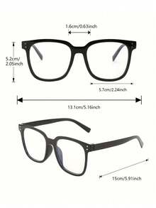 1副简约方形时尚眼镜，透明镜片，适合日常佩戴，男女通用 - 無色 - 查看 4