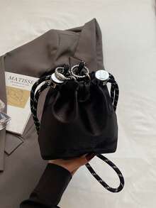 Bolsa de almacenamiento con cordón, bolsa de tela para regalo, nuevo diseño de moda - Negro - Ver 7