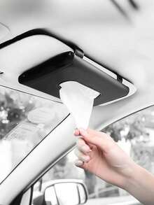 Premium Faux Leather Car Tissue Box Holder - Hanging Tissue Dispenser For Sun Visor Or Seat Back - Universal Car Tissue Paper Storage Rack With Smooth Pull-Out Design - Black Interior Accessory - A - View 9