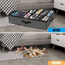 1个可折叠床底鞋盒，布艺鞋盒，带透明盖、窗口和2个提手 - 彩色 - 查看 4
