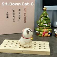 Handmade Wooden Cat Figurines | Hand-Painted Carved Cat Statues - Cute Home & Office Decor Gifts For Cat Lovers | Perfect BFF Gift - Stretching Cat - View 15