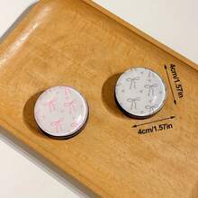 蝴蝶结图案圆形3D手机支架，一体式可折叠伸缩手机支架 - 彩色 - 查看 2