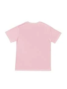 Landscape Loose Size Casual T-Shirt, Women's Plus Slogan Print Round Neck Short Sleeve High Stretch T-Shirtwinter Clothes For Women - 粉色 - 查看 2