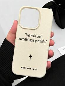 圣经经文十字架2D图案，流行经典全新优雅复古奢华风格，白色仿皮纹理，防尘防水软壳，适用于 17/16/15/14/13/12/11/Pro/Pro Max/X/XR/XS/XS Max/7/8/Plus/Air/SE2/3，适合作为生日礼物、节日礼物送给朋友、家人、情侣。 - 白色 - 查看 4