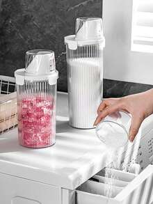 1 buah/Set Kotak Penyimpanan Deterjen Bubuk, Kapasitas Besar 1800ML/1350ML/800ML, Ember Cuci Plastik Kamar Mandi, Wadah Deterjen Bubuk, Praktis untuk Menyimpan Deterjen dan Bubuk, Tutup Bertanda untuk Dosis yang Tepat, Kedap Udara dan Tahan Lembap, Corong untuk Memudahkan Menuang - MultiWarna - View 2