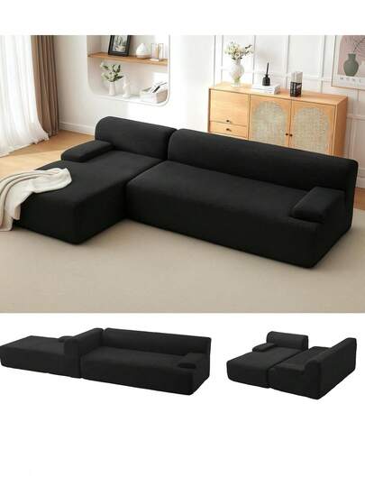 Techigher Modular Sectional Sofa, L-Shaped Corner Couch With Chaise, Boneless Couches, Sofa Bed For Living Room Bedroom, No Assembly Required, Compressed Packaging
