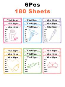 18pcs/540sheets Vital Signs Sticky Notes - Self-Adhesive Medical Record Stickers, Containing Heart Rate, Blood Pressure, Blood Oxygen Saturation, Temperature, Height And Weight Information - Vital Signs - View 9