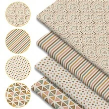 4件套波西米亚风印花绗缝面料 - 18x22英寸（55x45厘米）预裁涤纶面料，带心形条纹图案 - 适用于DIY缝纫、剪贴簿、桌布和工艺品制作 - 波希米亞 - 查看 8