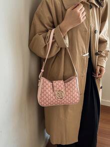 New Luxury Solid Color Versatile Women Shoulder Bag - Pink - View 7