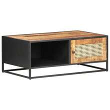 Coffee Table 90x50x35 Cm Rough Mango Wood And Natural Cane - Brown - View 1