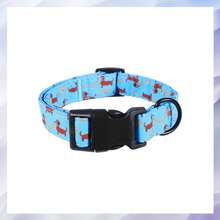 蓝色腊肠犬主题宠物项圈，卡通印花带吊坠，塑料安全扣，室内外均可使用，狗项圈 - 混合色 - 查看 7