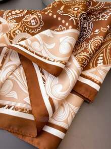 1pc Women's Geometric Print Bandana Scarf, Silk Headband, Neck Scarf, Suitable For Daily Use - Multicolor - View 4