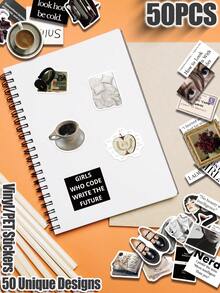 50pcs Vintage Museum Aesthetic Vinyl 2D Flat Stickers Pack Non-Repeating Delicate Decoration Removable Decals No Residue Perfect For Holiday Gift Party Home Decor Birthday Gift Laptop Car Luggage Scooter Handbook Cups Tablet Notebooks Water Bottle Phone Case High-Resolution Print Vibrant Colors Fun Gifts - Vintage Museum - 50pcs - View 3