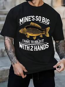 1 pieza, Camiseta Divertida de Pesca de Carpas para Hombre con Estampado de Pato, Negra, Casual, de Manga Corta y Cuello Redondo, Regalo para Pescadores - Ideal para Diversión al Aire Libre en Verano - Negro - Ver 8