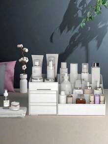 1个多功能化妆品收纳盒，办公文具桌面整理架带抽屉，家用桌面收纳，适合新年、情人节、母亲节、父亲节、夏季毕业季返校季礼物 - 彩色 - 查看 6