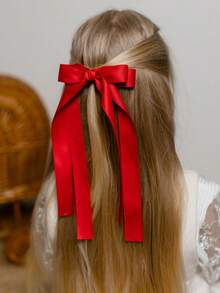 1pc Fairy Style Long Ribbon Bowknot Hair Clip, Elegant & Versatile Headwear, Suitable For Any Occasion Cute,School Hair Accessories For Women Claw Clips Hair Claws Hair Barrettes, School Stuff, College, Winter Outfit For Women, Bows, Hairpin - Beige - View 5