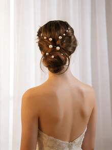18pcs Set Bright Faux Pearl Minimalist Bridal Hair Pins, Suitable For Wedding, Daily Hairstyle Decor, Women's Party & Holiday Occasions,Summer,Beach,Festival,Elegant - Gold - View 6