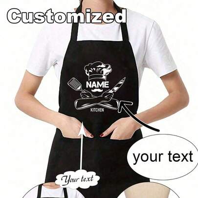 Tạp dề in chữ theo yêu cầu, tạp dề chống thấm nước và dầu mỡ tùy chỉnh, tạp dề polyester dành cho nữ, tạp dề đen kiểu dáng đơn giản có túi, in logo và chữ theo yêu cầu, tạp dề đầu bếp, món quà lý tưởng cho Ngày Valentine, Ngày của Cha, Ngày của Mẹ, sinh nhật, kỷ niệm, quà tặng độc đáo cho phụ nữ, đầu bếp, mẹ, cha, chồng, bạn gái, bạn trai, quà cưới cho anh ấy, quà tặng cho cô ấy, trang phục làm việc nhà bếp thời trang, đồ dùng nhà bếp, sự hài hòa cho gia đình.