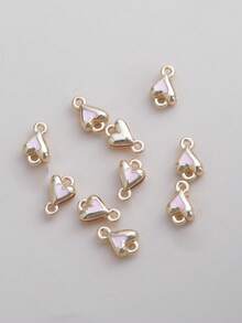 10/20/50/100pcs Alloy Round & Square Clover Enamel Double-Layer Double-Pendant Bracelet Necklace Earring DIY Jewelry Accessories - Heart-shaped - View 3