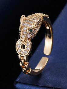 1 chiếc nhẫn nữ, nhẫn hở thời trang cá nhân hóa đính đá Cubic Zirconia, món quà thanh lịch đa năng cho đeo hàng ngày. - Vòng mở - Xem 10